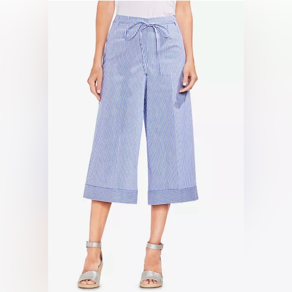 Vince Camuto Striped Cropped Wide- Leg Pants Capri Chino Size 2. NWT